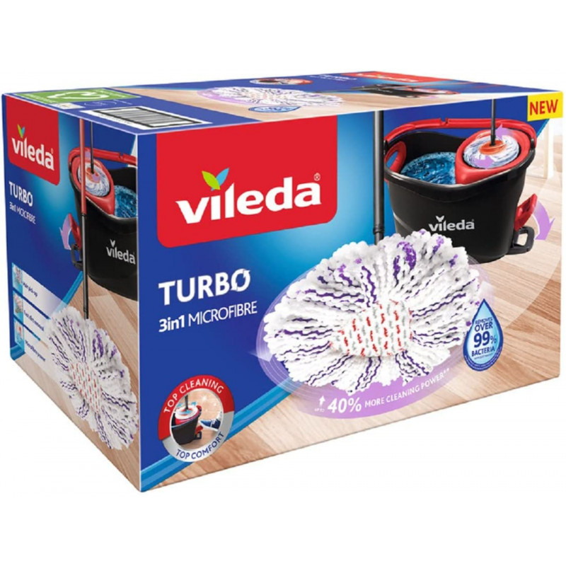 Vileda - Vileda - Ultramat Turbo, balai plat, système rotatif à pédale