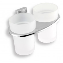 NOVASERVIS METALIA 12 Porte-brosses a dents double, chrome / verre 0257,0