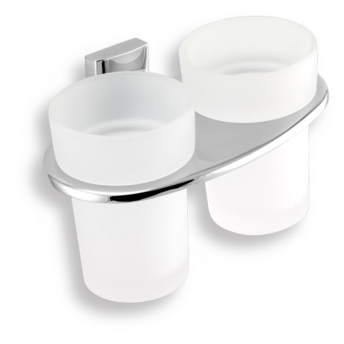 NOVASERVIS METALIA 12 Porte-brosses a dents double, chrome / verre 0257,0