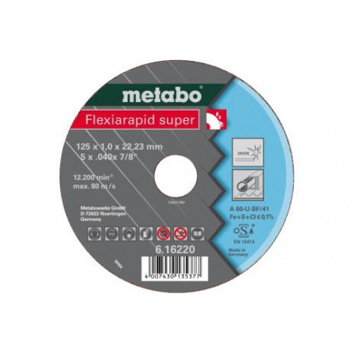 Metabo Flexiarapid Super Disque a tronçonner 180x1,6x22,23 inox, TF 41 616226000
