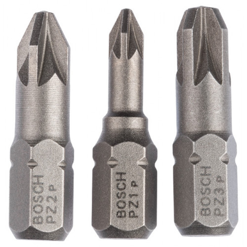BOSCH Coffret d’embouts de vissage 3 pieces, Extra Ha (PZ) PZ1; PZ2; PZ3; 25 mm 2607001753
