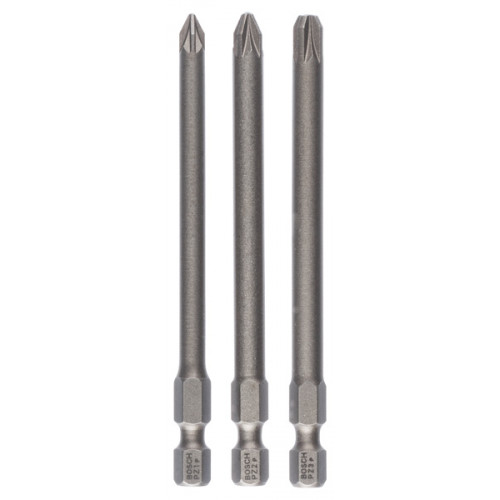 BOSCH Coffret d’embouts de vissage 3 pieces, Extra Hard PZ1; PZ2; PZ3; 89 mm 2607001761