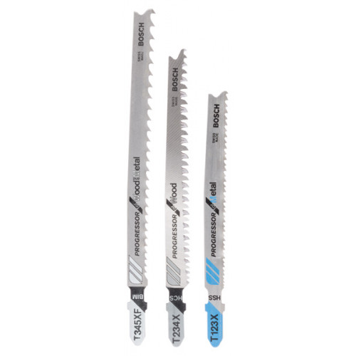 BOSCH Pack 3 lames de scie sauteuse Progressor for Wood and Metal 2607010515