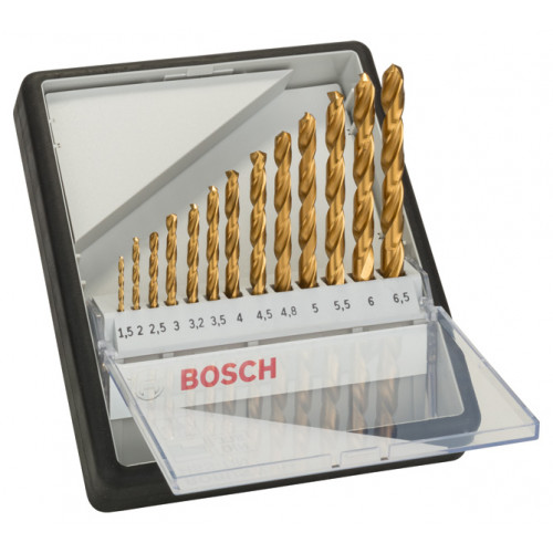 BOSCH Coffret de 13 forets a métaux Robust Line HSS-TiN, 135°, 1,5 - 6,5 mm 2607010539