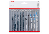 BOSCH Kit de 10 lames de scie sauteuse a emmanchement en T pour bois et métal 2607011170