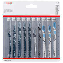 BOSCH Kit de 10 lames de scie sauteuse a emmanchement en T pour bois et métal 2607011170