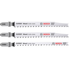 BOSCH Kit de 3 lames de scie sauteuse EXPERT 'Wood 2-side clean' T308B/BO 2608900559