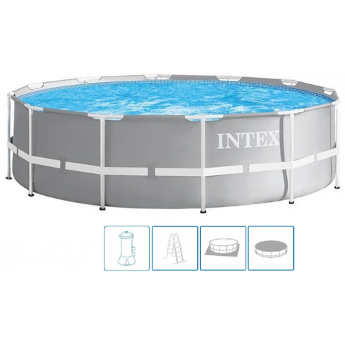 INTEX PRISM FRAME POOLS SET Piscine 457 x 107 cm avec filtration a cartouche 26724GN