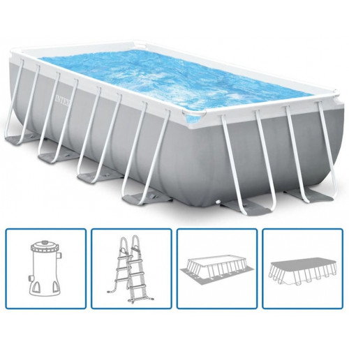 INTEX Prism Frame Rectangular Premium Pools Piscine 488x244x107cm avec filtration 26792NP