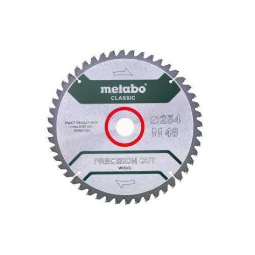Metabo Lame de scie "coupe de précision du bois-classique",254x30, Z48 WZ 5°neg.628061000
