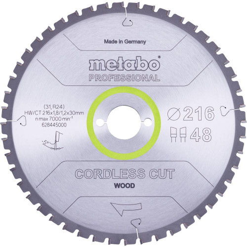 Metabo Lame de scie a bois sans fil 216 x 30 x 1,2 mm Z28 628444000