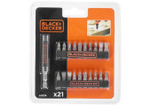 Black & Decker A7074-XJ Ensemble de 21 embouts + porte-embout magnétique