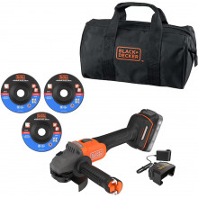 Black & Decker BCG6L8D1S-QW Meuleuse d’angle sans charbon sans fil (18V/1x2,0Ah)