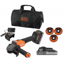 Black & Decker BCG6L8D2S-QW Meuleuse d’angle sans fil sans balais (18V/2x2,0Ah)