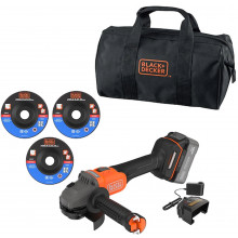 Black & Decker BCG6L8F1S-QW Meuleuse d’angle sans fil sans balais (18V/1x4,0Ah)