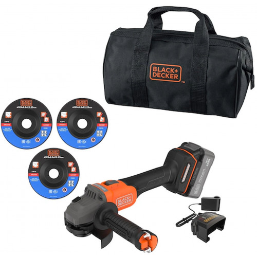 Black & Decker BCG6L8F1S-QW Meuleuse d’angle sans fil sans balais (18V/1x4,0Ah)