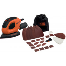 Black & Decker BEW230BC-QS Mouse Ponceuse de détail (55W) + 15 accessoires et sac