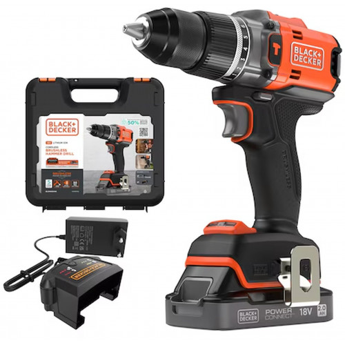 Black & Decker BLD683D1XK-QW Perceuse a percussion sans fil (50Nm/18V/1x2,0Ah), coffret