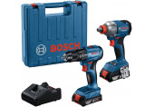 BOSCH GDX 18V-285 + GSB 185-LI + 2× 2,0 Ah + GAL 18V-20 + coffret PROFESSIONAL 06019N2124