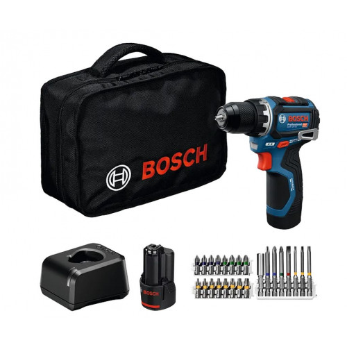 BOSCH GSR 12V-32 PROFESSIONAL Perceuse-visseuse, 2x2.0Ah, Sac a outils, 24 pcs 06019N7006