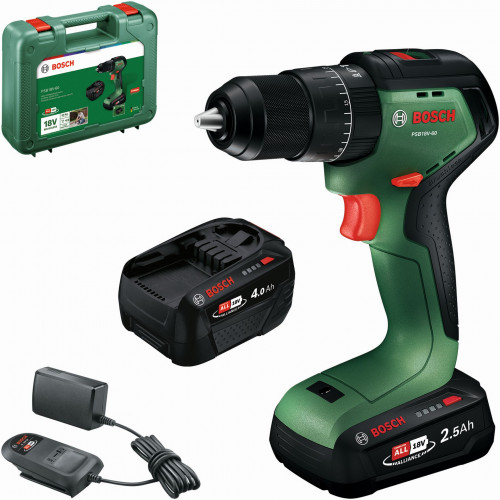 BOSCH PSB18V-60 Perceuses-visseuses a percussion,1x4,0Ah, 1x2,5Ah, Coffret 06039D7303