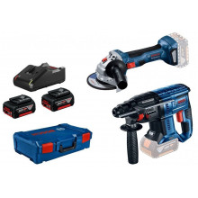 BOSCH Set : GBH 180-LI + GWS 180-LI + 2x4.0 Ah, GAL 18V-40, XL-BOXX