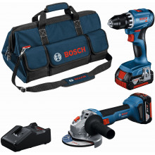 BOSCH PROFESSIONAL Combi-kit 2 outils 18 V GSR+GWS+2x4,0 Ah +GAL, sac a outils) 0615A5007N