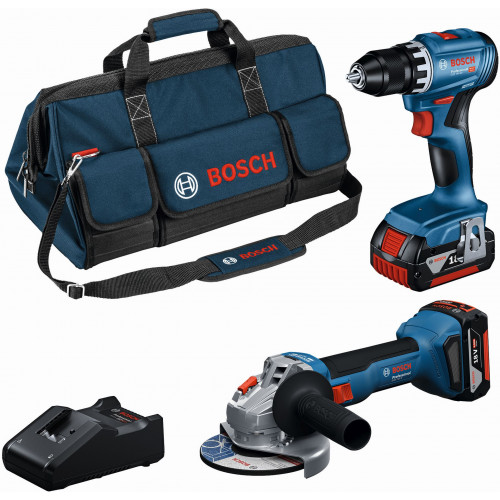 BOSCH PROFESSIONAL Combi-kit 2 outils 18 V GSR+GWS+2x4,0 Ah +GAL, sac a outils) 0615A5007N