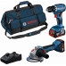 BOSCH PROFESSIONAL Combi-kit 2 outils 18 V GSR+GWS+2x4,0 Ah +GAL, sac a outils) 0615A5007N