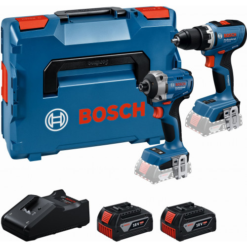 BOSCH PROFESSIONAL Set de 2 outils 18 V : GSR + GDR + 2x GBA 5.0 Ah +GAL 18V-40 0615A50090