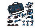 BOSCH Kit de 10 outils 18V GSB+GBH+GWS+GDR+GKS+GSA+GOP+GST+GDS+GEX+3x5,0Ah 0615A500EH