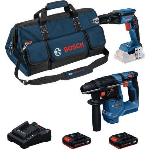 BOSCH PRO GTB 18V-45 + GBH 18V-18 + 2× 2,0 Ah + GAL 18V-20(II) + M-Bag 0615A500G7 BOSCH PRO GTB 18V-45 + GBH 18V-18 + 2× 2,0 Ah + GAL 18V-20(II) + M-Bag 0615A500G7