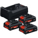 BOSCH PROFESSIONAL Set de base 3x EXBA18V-40 + GAL 12V/18V-80 0615V0005X