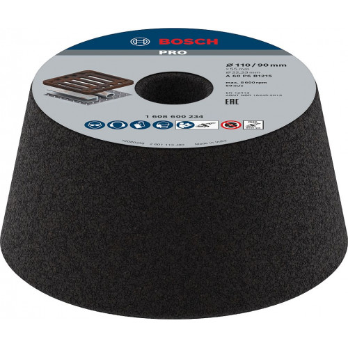 BOSCH Meule boisseau conique PRO Metal, 90 x 110 x 55 mm, G60 1608600234