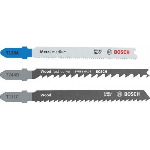 BOSCH Kit de lames de scie sauteuse Wood and Metal, 3 pieces 2607012076