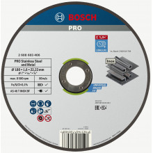 BOSCH Disque a tronçonner aggloméré Stainless Steel and Metal, 180x1,6 x22,23mm 2608603406