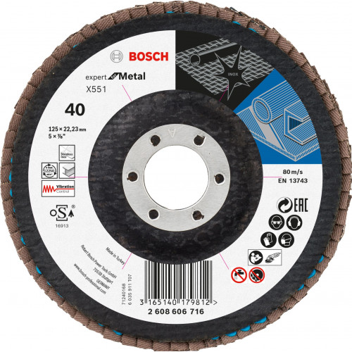 BOSCH Expert for Metal Plateau a lamelles X551, 125x22,23mm, 40, 2608606716 BOSCH Expert for Metal Plateau a lamelles X551, 125x22,23mm, 40, 2608606716