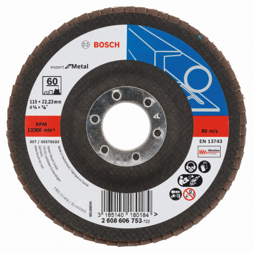 BOSCH Expert for Metal Plateau a lamelles X551, 115x22,23mm, 60, 2608606753 BOSCH Expert for Metal Plateau a lamelles X551, 115x22,23mm, 60, 2608606753