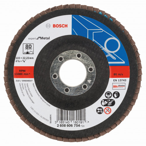 BOSCH Expert for Metal Plateau a lamelles X551, 115x22,23mm, 80, 2608606754 BOSCH Expert for Metal Plateau a lamelles X551, 115x22,23mm, 80, 2608606754