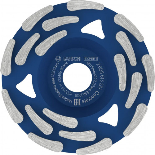 BOSCH Meule assiette diamantée EXPERT Concrete 115 × 22,23 × 5 mm 2608615281