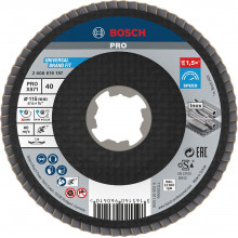 BOSCH Plateau a lamelles PRO X571, bombé, 115 mm, G40, X-Lock 2608619197