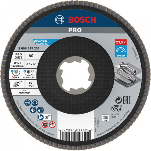BOSCH Plateau a lamelles PRO X571, bombé, 125 mm, G80, X-Lock 2608619203