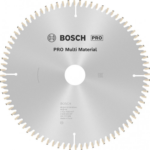BOSCH Lame de scie circulaire PRO Multi Material, 216 × 2,5 × 30 mm, T80 2608640447