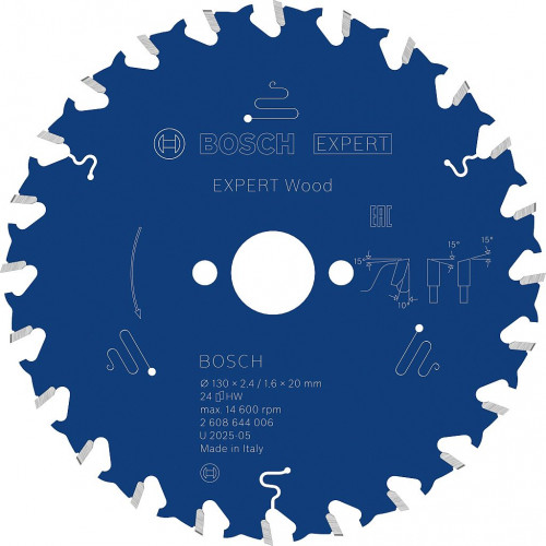 BOSCH Lame de scie circulaire EXPERT Wood, 130 x 2,4/1,6 x 20 mm, T24 2608644006