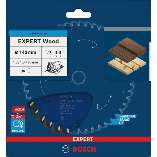 BOSCH Lame de scie circulaire EXPERT Wood, 140 x 1,8/1,3 x 20 mm, T36 2608644009 BOSCH Lame de scie circulaire EXPERT Wood, 140 x 1,8/1,3 x 20 mm, T36 2608644009