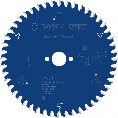 BOSCH Lame de scie circulaire EXPERT Wood, 160 x 2,2/1,6 x 20 mm, T48 2608644018