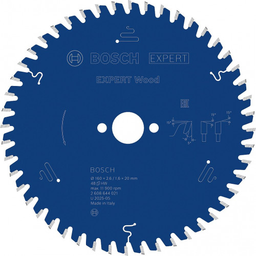 BOSCH Lame de scie circulaire Expert for Wood 160 × 2,6/1,6 × 20 mm, T48 2608644021