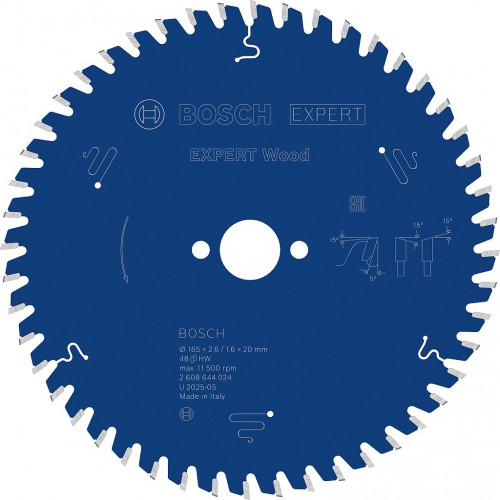 BOSCH Lame de scie circulaire Expert for Wood 165 × 2,6/1,6 × 20 mm, T48 2608644024