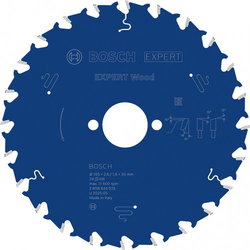 BOSCH Lame de scie circulaire Expert for Wood 165 × 2,6/1,6 × 30 mm, T24 2608644025