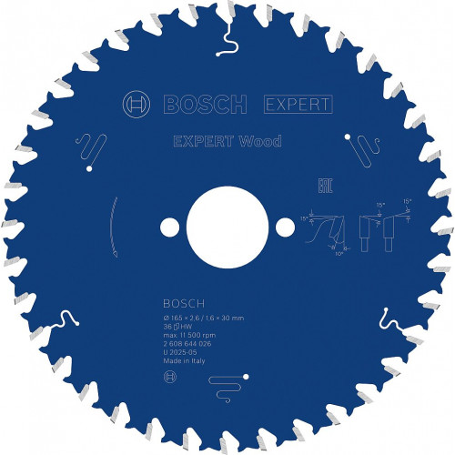 BOSCH Lame de scie circulaire Expert for Wood 165 × 2,6/1,6 × 30 mm, T36 2608644026